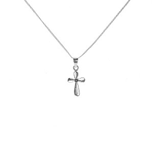 Dicksons Infinity Cross with Floral Center Sterling Silver 18-Inch Pendant Necklace - 1 of 3