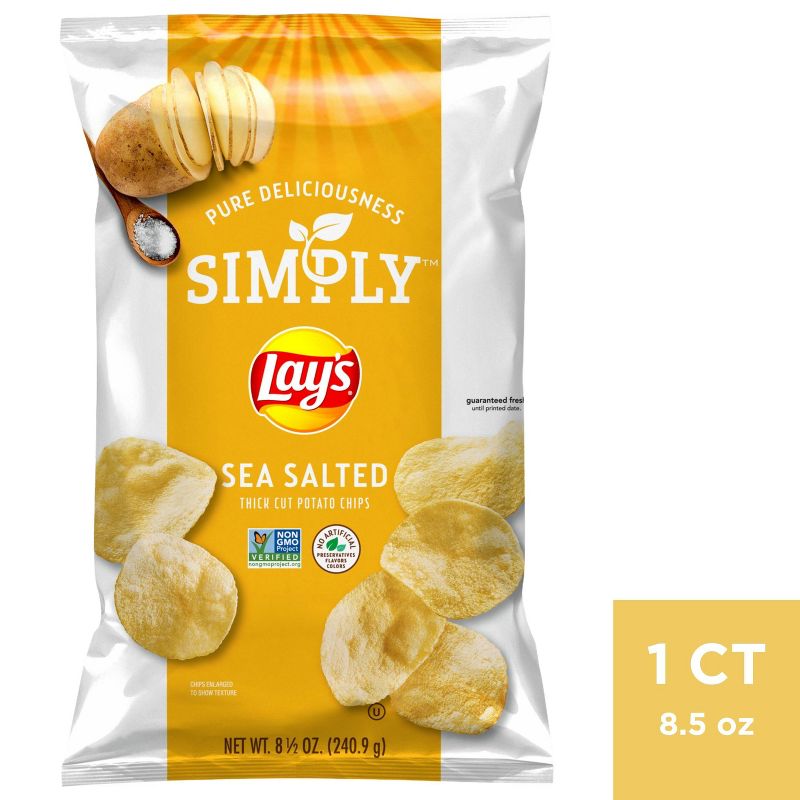 Simply Lay's Sea Salted Thick Cut Potato Chips - 8.5oz, 1 of 8
