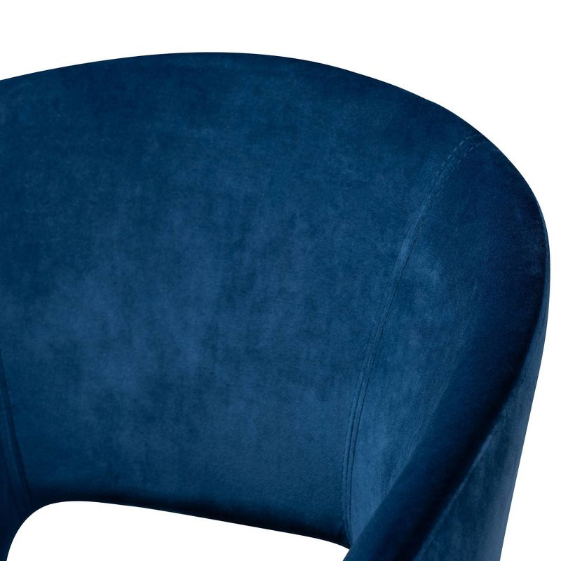 Vianne Velvet Upholstered Metal Dining Chair Navy Blue/Gold - Baxton Studio: Mid-Century Modern, Gold-Tone Legs, Accent Armchair, 6 of 11