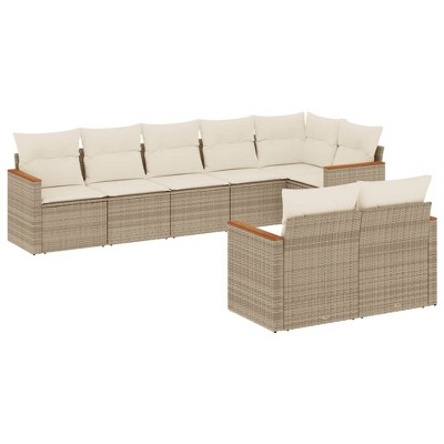 vidaXL 8 Piece Patio Sofa Set with Cushions - Beige Without Table