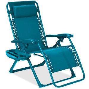 Best Choice Products Monochromatic Zero Gravity Chair, Folding Patio Recliner w/Side Tray, Headrest - 1 of 4