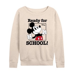 Women's - Disney - Ready For School Lightweight French Terry Wide Neck Long Sleeve Shirt - 1 of 4