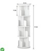 Rotating Corner Bookcase Tower - 4-Tier Space-Saving White/Black Wood Display Shelves for Kids & Adults - 3 of 4
