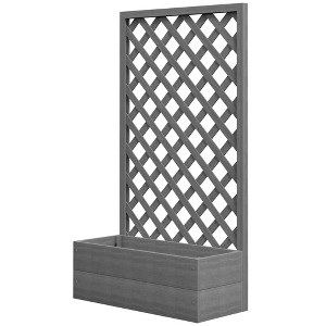 Trellis Planter Box for Climbing Plants, Raised Garden Bed w/ Trellis Lattice for Outdoor Garden, Deck - 1 of 4
