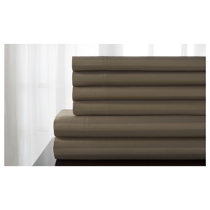 Delray Damask Stripe 600 Thread Count Cotton Sheet Set (Queen) Pebble - Elite Home Products