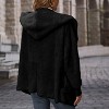 Women's Fuzzy Open-Front Hooded Coat Winter Casual Street Jacket - 4 of 4