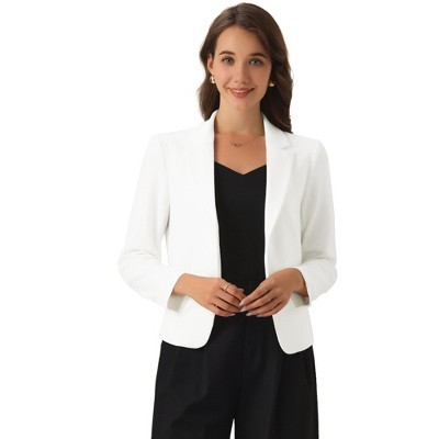 INSPIRE CHIC Women's Business Casual Open Front Fully Lined Crop Suit Jacket