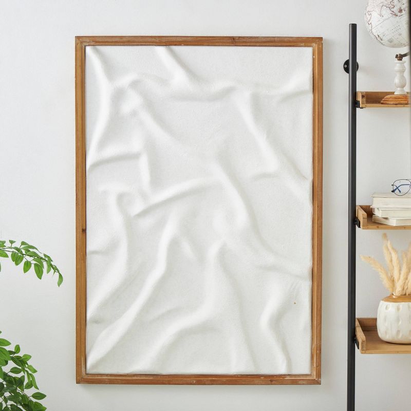 45&#34;x32&#34; Canvas Abstract Dimensional Shaped Wall Decor with Brown Wooden Frame White - Olivia &#38; May, 2 of 9