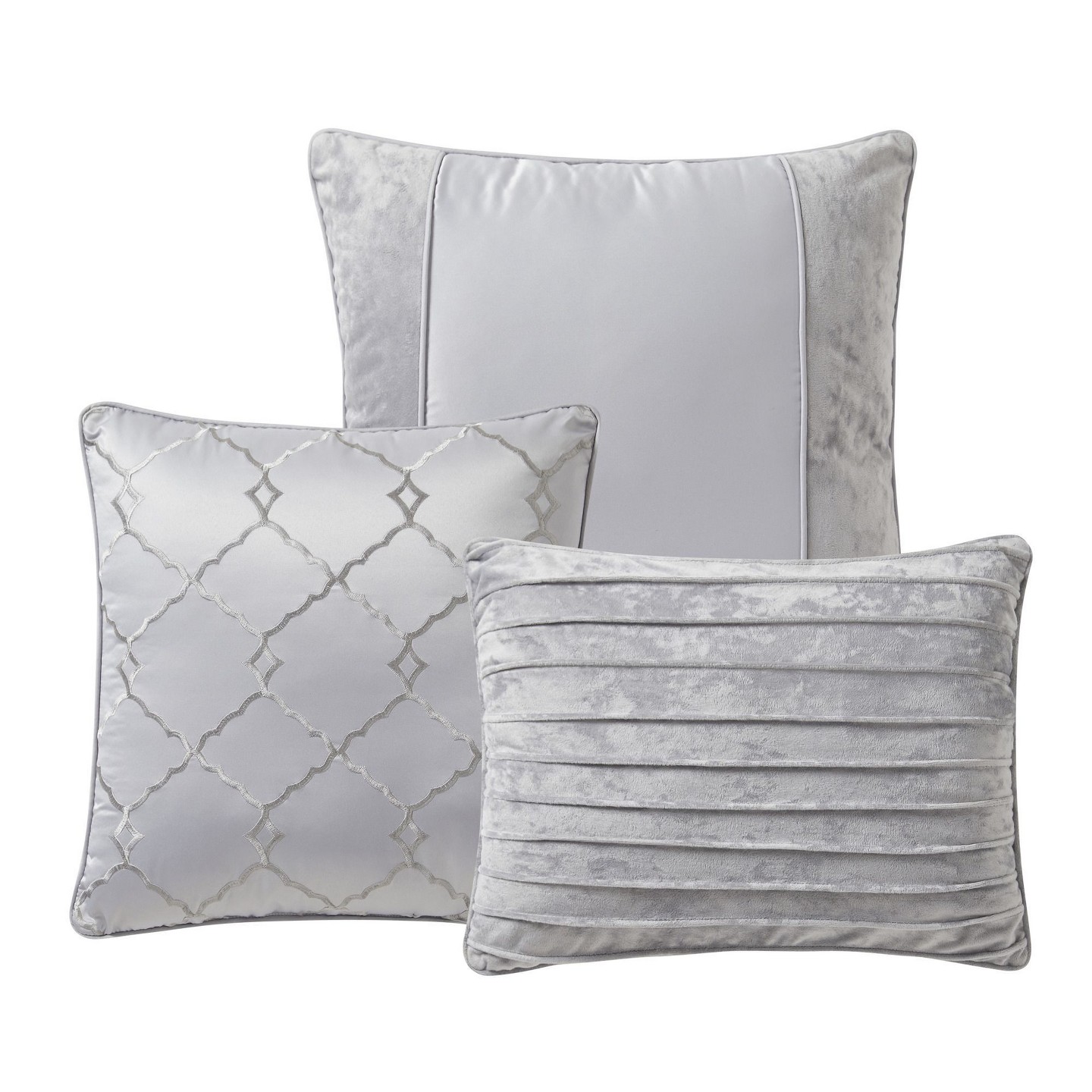 Sweet Home Collections Комплект постельного белья Sweet Home Collection Luna из велюра, King, синий, 7 предметов, цвет: Серый — фото 5