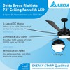 Delta Breez Rio Vista 72" Ceiling Fan with LED, Remote, Indoor/Outdoor, Ideal for Large Room, Bedroom, Living Room, Modern Farmhouse Decor, Black - 2 of 4