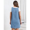 Women's Sleeveless Casual Denim Dress Crewneck Vintage Loose Jean Overall Dress with Pockets - 2 of 4