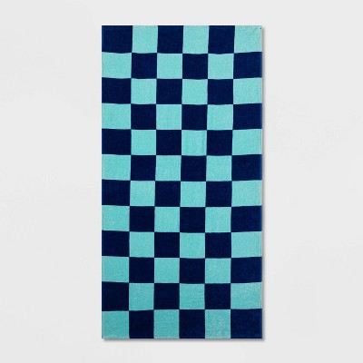 Check Printed Bath Towel Teal Blue - Sun Squad™