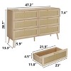 HDZNVF Rattan 6 Drawers Chest Of Dressers, Wide Chest Of Drawers With Wood Handles - 3 of 4