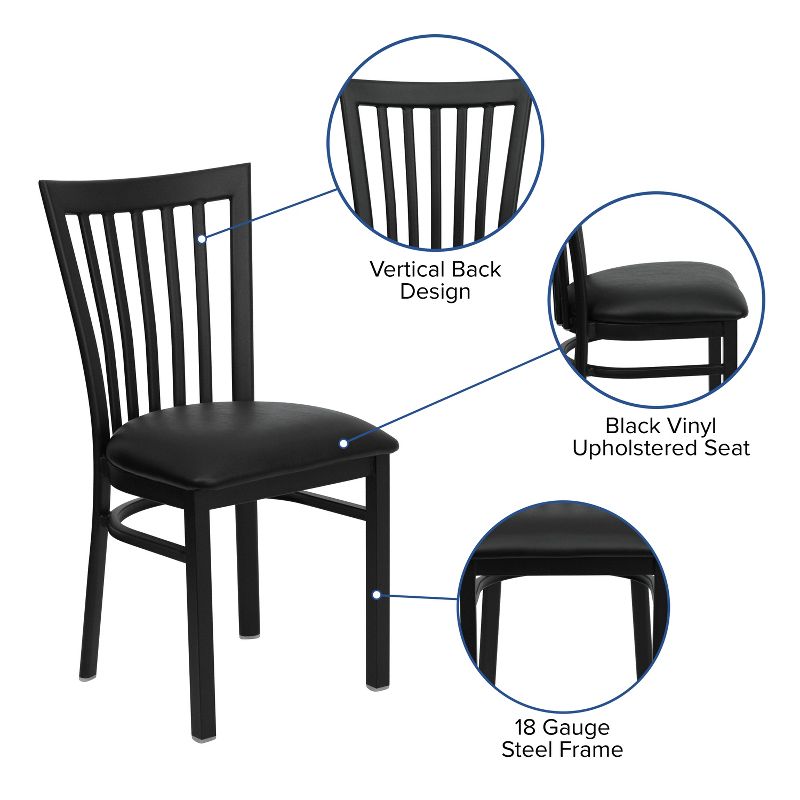 Emma and Oliver Black School House Back Metal Restaurant Dining Chair, 3 of 11