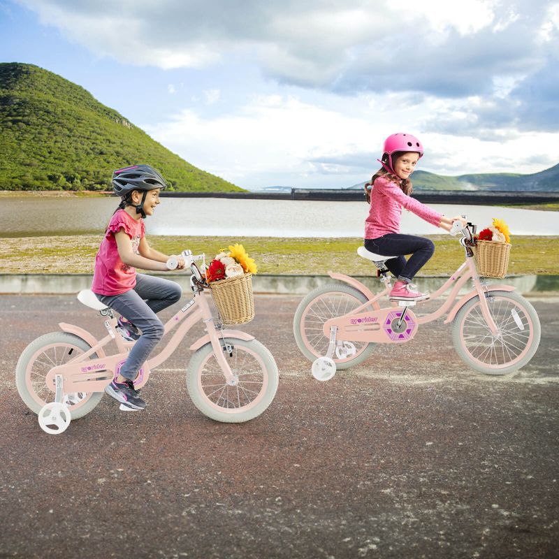 Prorider 14" Kid's Bike with Training Wheels Adjustable Handlebar Seat Handbrake Blue/Green/Pink, 4 of 11