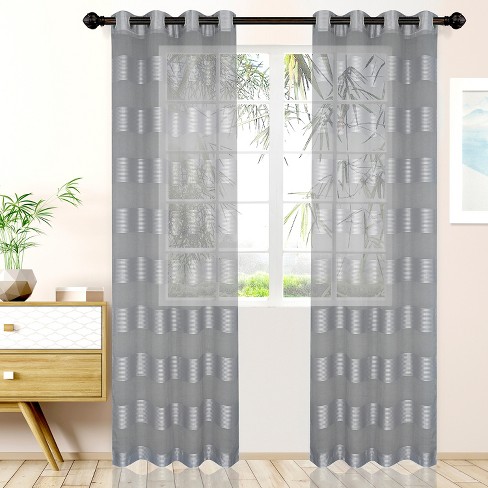 Squared Embellished Grommet Top Curtain Panel Pair -exclusive Home : Target