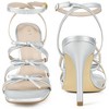 BLISSFUL STEP Women's Square Toe Stiletto Heel Bow Heeled Sandals - 2 of 3