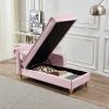Modern Velvet Chaise Lounge Chair w/Storage&Round Pillow,Soft Upholstery,Easy Assembly,Stylish Gold Legs, for Bedroom, Living Room - 3 of 4