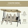 3-Seat Patio Swing Chair, Outdoor Canopy Swing Glider with Removable Cushion, Pillows, Adjustable Shade, and Rattan Seat, for Porch, Garden, Poolside - 4 of 4