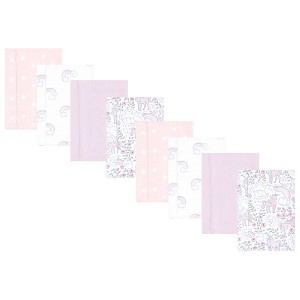Hudson Baby Boys and Girls Cotton Poly Flannel Burp Cloths 8-Pack, One Size - 1 of 4