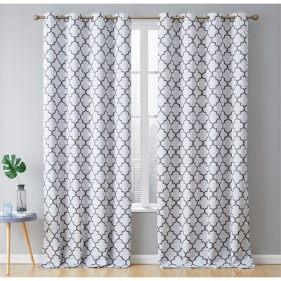 HLC.ME Lattice Print Design Curtains Light Reducing Insulating Grommet Window Treatments Curtains - Set of 2