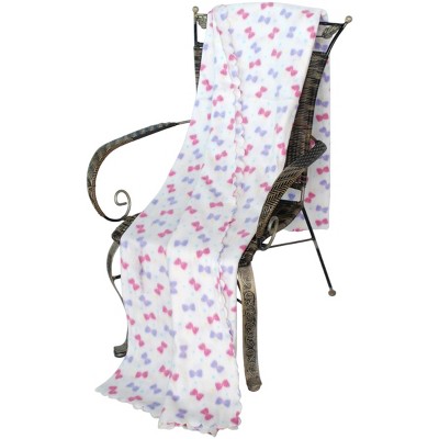 Slickblue Pink & Purple Bowknot Coral Fleece Throw Blanket - 59" x 74.8", Soft & Cozy, Ideal for Bedroom, Living Room