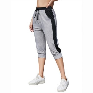 Coolmee Women's Pants Cropped Joggers with Pockets Elastic Waist Drawstring Sweatpants - 1 of 4