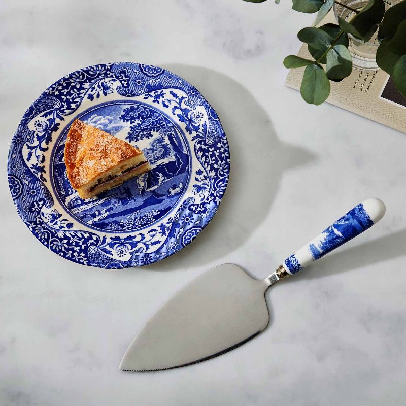 Spode Blue Italian Cake Server Knife with Porcelain Handle, 10", Blue White, New, 2 of 6