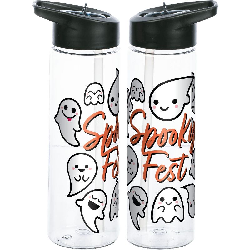 Halloween Spooky Fest Cute Ghosts 24 Oz Single Wall Plastic Water Bottle, 1 of 2