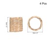 Unique Bargains Party Decoration Rattan Handmade Woven Grass Round Napkin Ring Brown 2"x2" 4 Pcs - 2 of 4