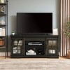Gulches Charcoal Gray TV Stand Entertainment Center Fits TVs up to 65 in with 2 Sliding Fluted Glass Doors 3 Adjustable Shelves 2 Cable Cutouts - 3 of 4