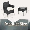 INFURNIC Patio Dining Sets Set 3 Pieces Patio Furniture, Outdoor with Glass Table, Wicker Rattan Patio Chair for Garden, Terrace, Black, 23"*22"*31.4" - 3 of 4