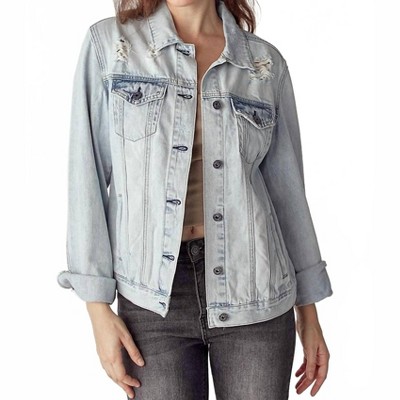 Women's Relaxed Vintage Distressed Denim Jacket - RISEN