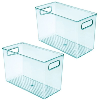 mDesign Plastic Baby/Kids Storage Organizer Bin with Handles, 2 Pack, Blue