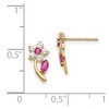 Black Bow Jewelry Kids 14k Yellow Gold with Clear & Red CZ Flower and Stem Post Earrings - 4 of 4