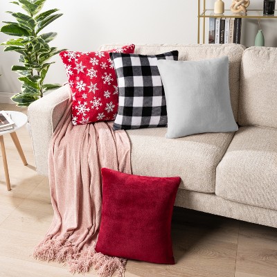Light Gray Velvet Square Euro Throw Pillow Covers, 18'' x 18''