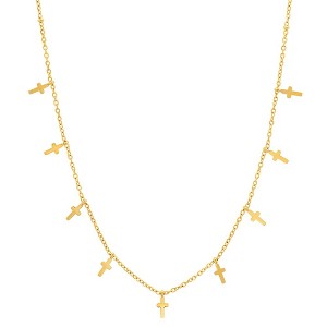 Steeltime 18" 18k gold plated stainless steel cross charms necklace - 1 of 4