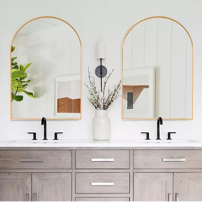 36"X24" Arch Mirrors For Bathroom,Aluminium Mirror Frame Two Mirrors,Bathroom Vanity Mirror Set Of 2,Wall Mounted Bathroom Mirror-The Pop Home