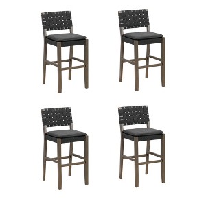 Nathan James Set of 4 Cohen Faux Leather Barstool Black - 1 of 4