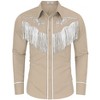 Men's Western Cowboy Fringe Shirts Long Sleeve Embroidered Slim Fit Casual Button Down Shirts - 2 of 4
