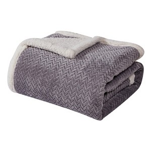 Soft Braided and Comfortable Plush All Season 50" X 60" Throw Blanket, Grey - 1 of 3