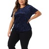 Agnes Orinda Women's Plus Size Velvet Soft Crew Neck Short Sleeve Party T-Shirts - 2 of 4