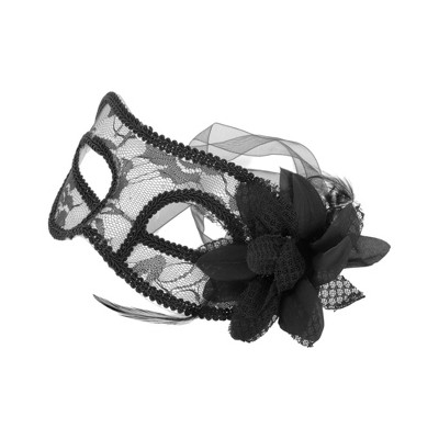 Unique Bargains Floral Lace Half Face Party Mask 1 Pc