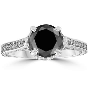 Pompeii3 2 1/3ct Black & White Vintage Diamond Engagement Ring 14K White Gold