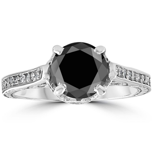 Pompeii3 2 1/3ct Black & White Vintage Diamond Engagement Ring 14k ...