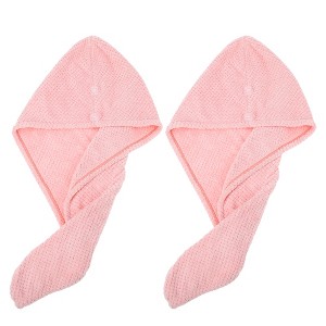 Unique Bargains Soft Hair Towel Wrap Drying Cap Coral Fleece for Wet Long Thick Curly Hair 9.84x27.56 Inch 2 Pcs - 1 of 4