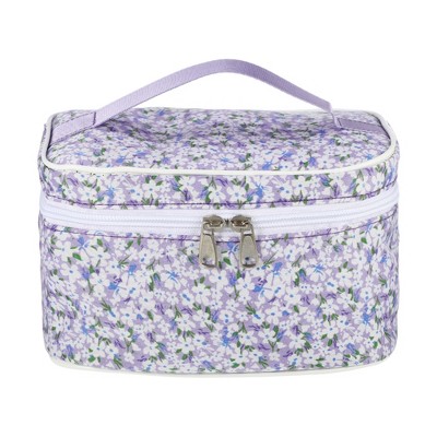 Unique Bargains Portable Peony Travel Cosmetic Bag Purple 1 Pc