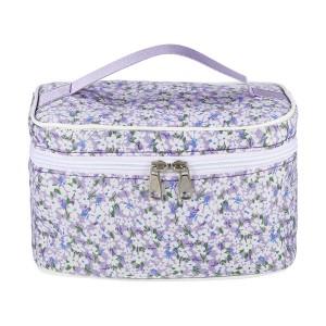 Unique Bargains Portable Peony Travel Cosmetic Bag Purple 1 Pc - 1 of 3