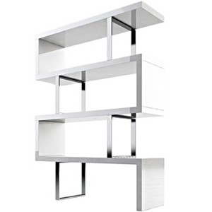 HomeRoots 67" White And Silver Metal and Wood Three Tier Etagere Bookcase - 1 of 4