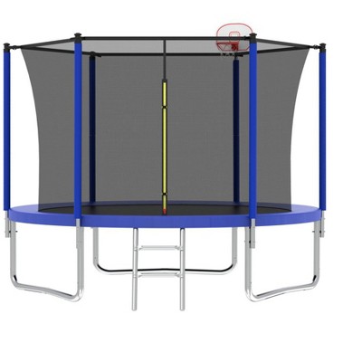 JUJABU 8-FT Safety Trampoline With 6 Fence Poles, Rust-Proof Steel Structure, Load Capacity 240 Lbs